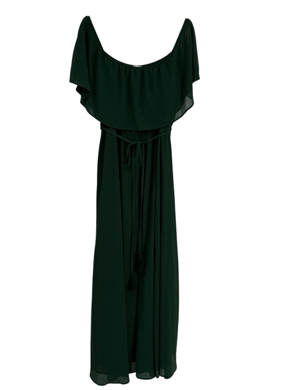 Baltic Born On/Off Shoulder Maxi Dress Size XXL Green Event Formal Tassel Belt